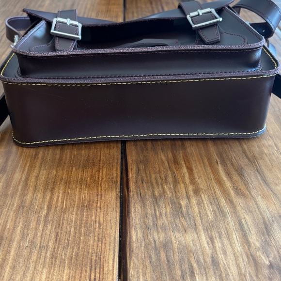 Dr. Martens Leather 11” Crossbody Messenger Bag burgandy/brown color - Picture 7 of 10